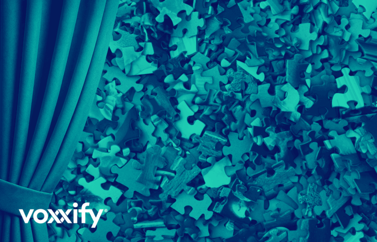 Illustration showing AI and data integration behind a curtain – representing hidden complexity in SIAM environments.